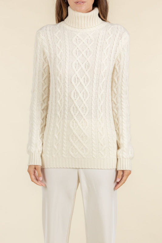 SUSTAINABLE CASHMERE CABLE TURTLENECK