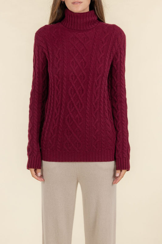 SUSTAINABLE CASHMERE CABLE TURTLENECK