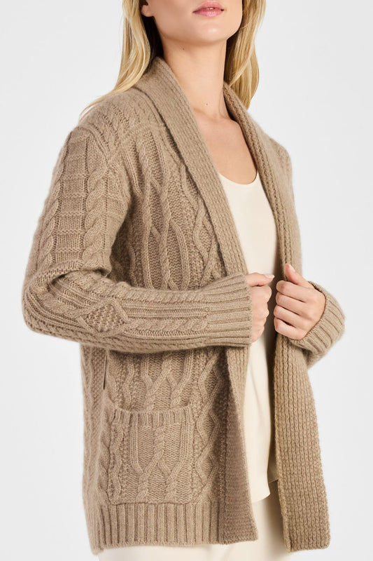 ARAN CABLE SHAWL CARDIGAN