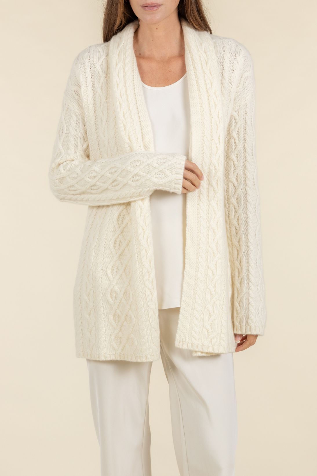 SUSTAINABLE CASHMERE CABLE CARDIGAN