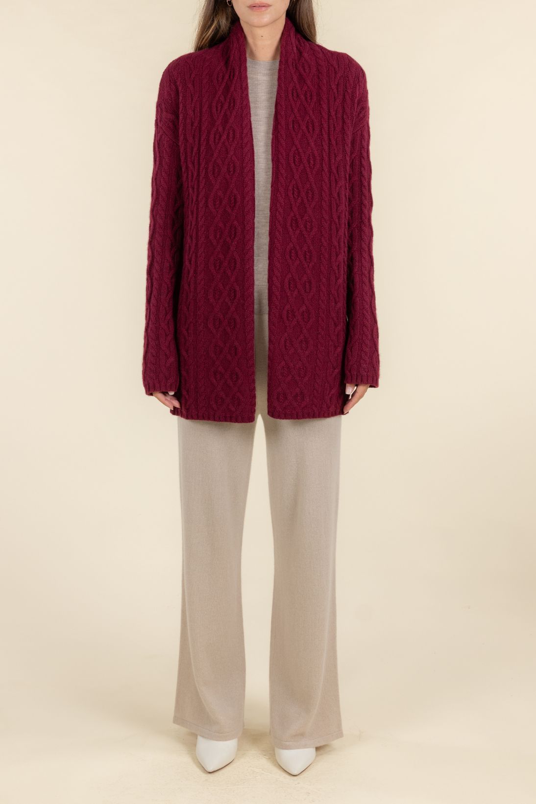SUSTAINABLE CASHMERE CABLE CARDIGAN