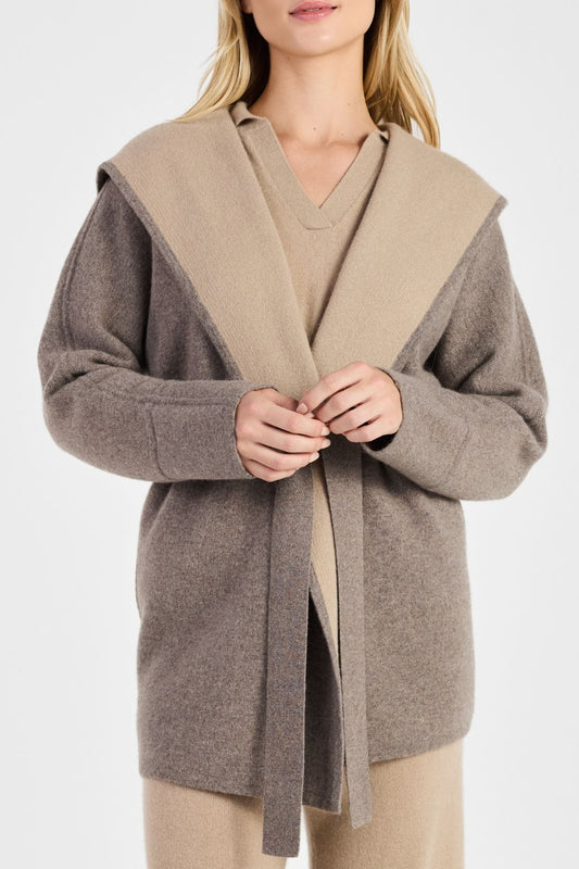 REVERSIBLE HOODED CARDIGAN