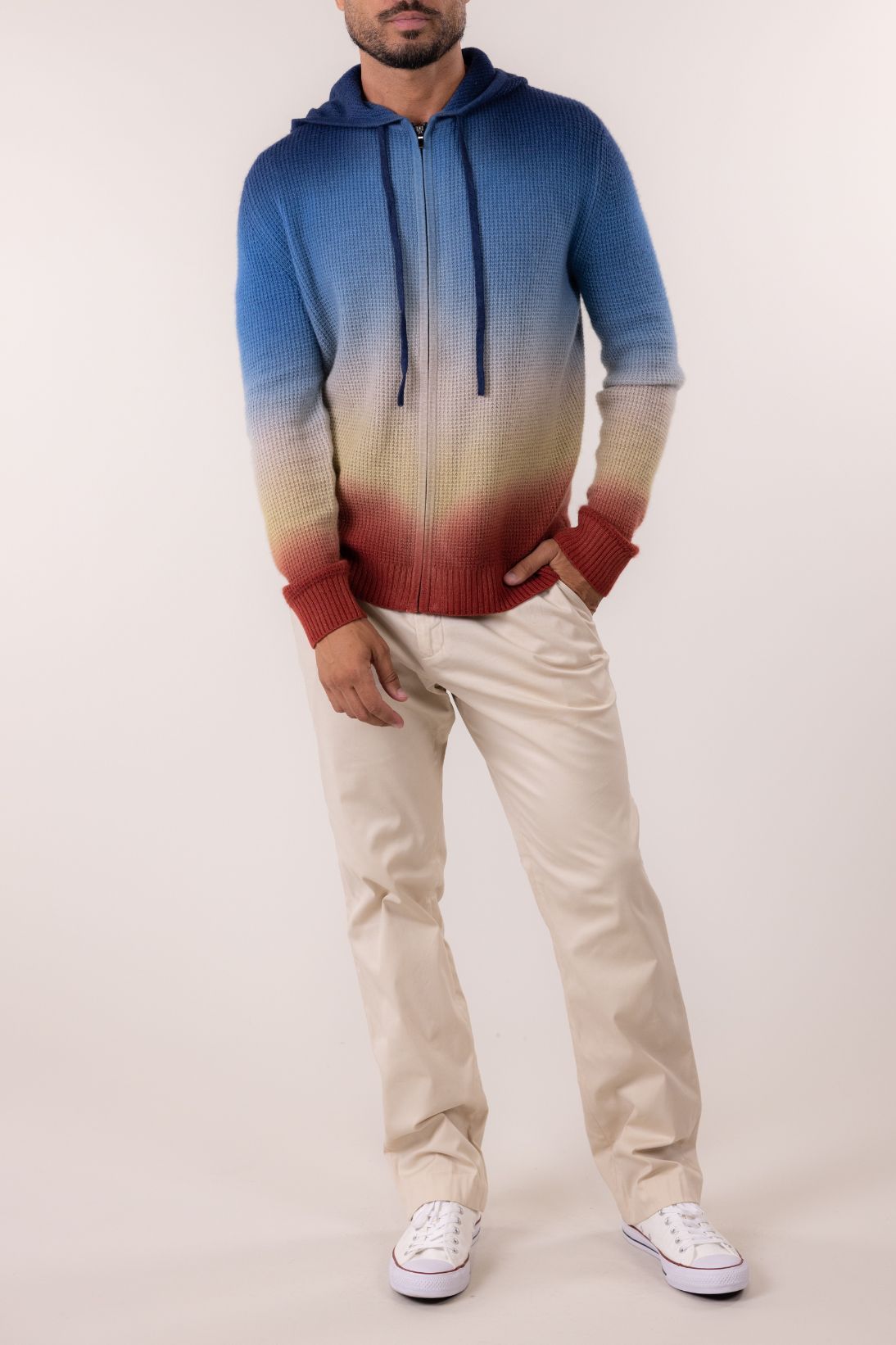 CASHMERE DIP DYE ZIP HOODIE