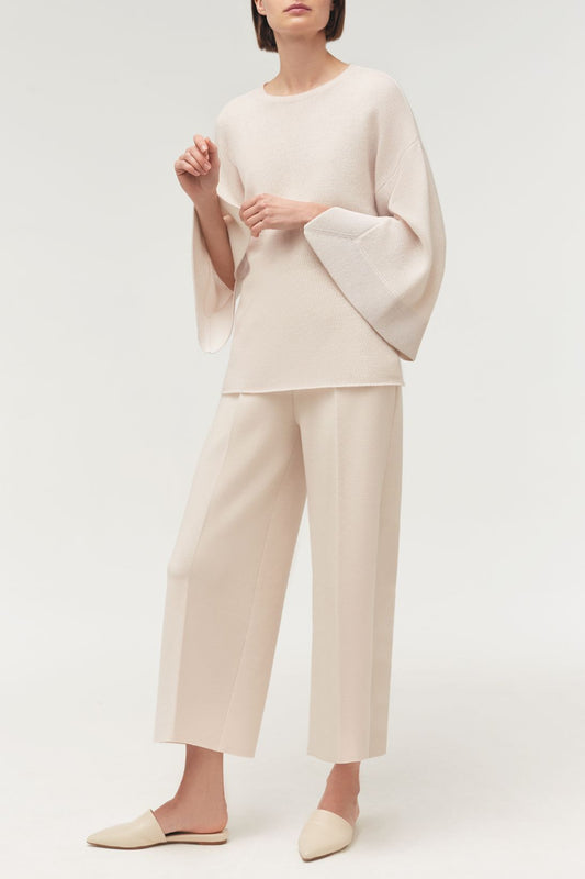 SLIT SLEEVE SWEATER W/ SILK FRAMING