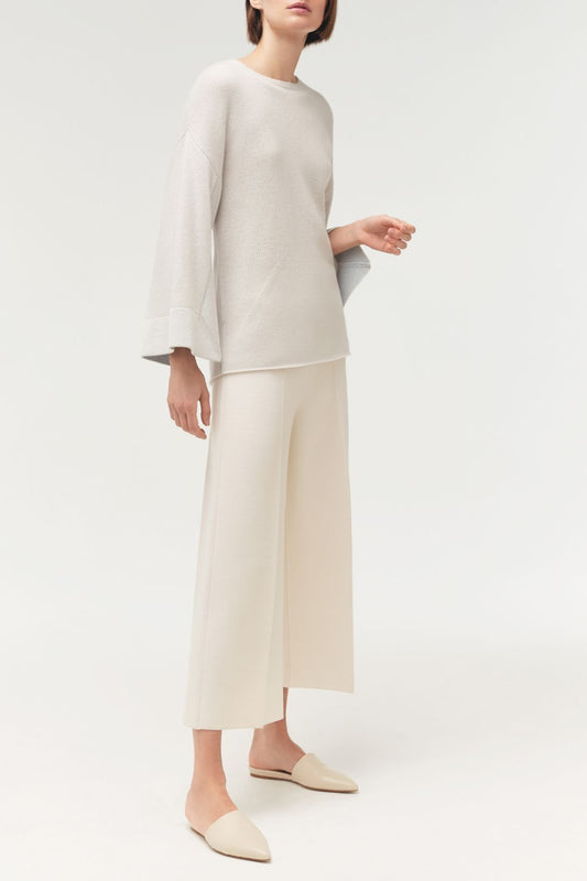 SLIT SLEEVE SWEATER W/ SILK FRAMING