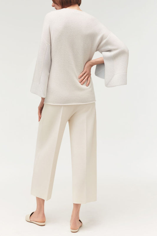 SLIT SLEEVE SWEATER W/ SILK FRAMING