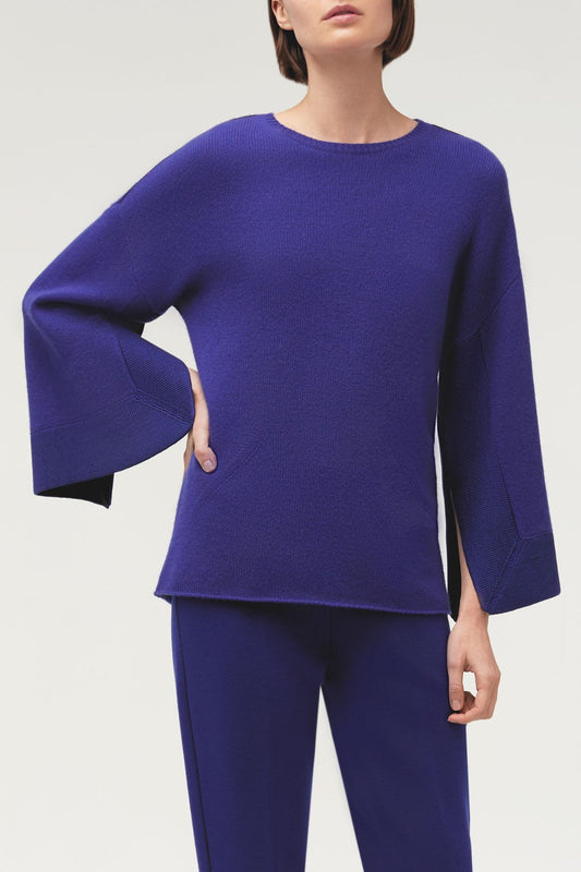 SLIT SLEEVE SWEATER W/ SILK FRAMING