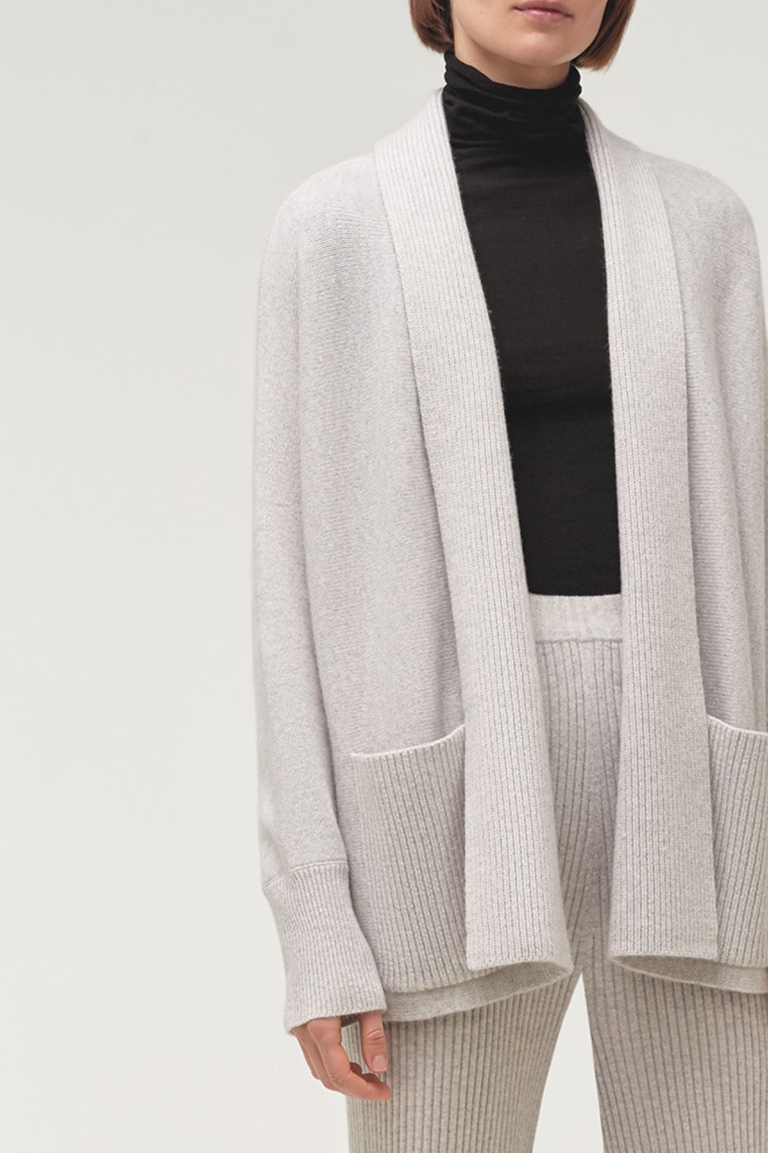 SHAWL COLLAR RIB CARDIGAN