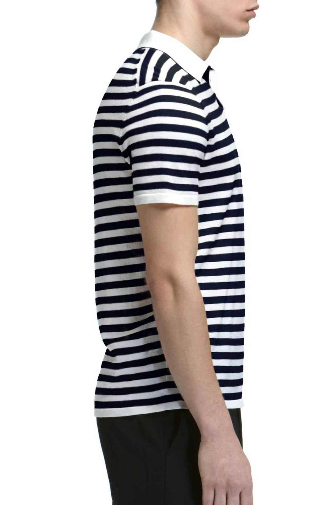 STRIPED COTTON CASHMERE POLO