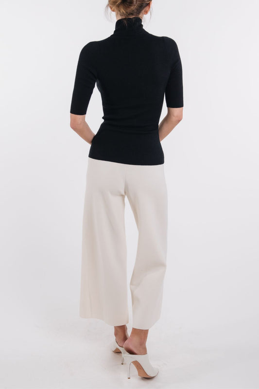 CASHMERE RIBBED ELBOW SLEEVE TURTLENECK