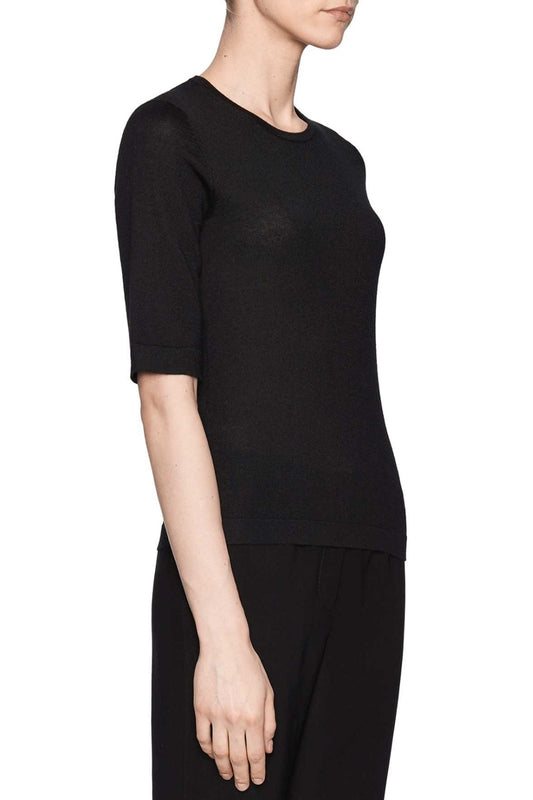 SUPERFINE CASHMERE ELBOW SLEEVE CREWNECK