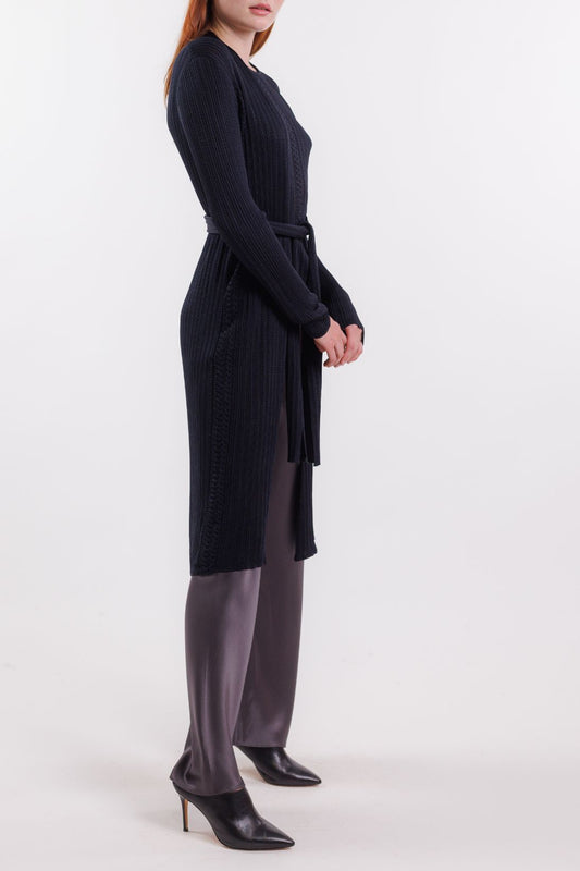 CROCHET DETAIL SILK CARDIGAN