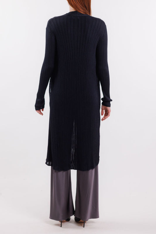 CROCHET DETAIL SILK CARDIGAN