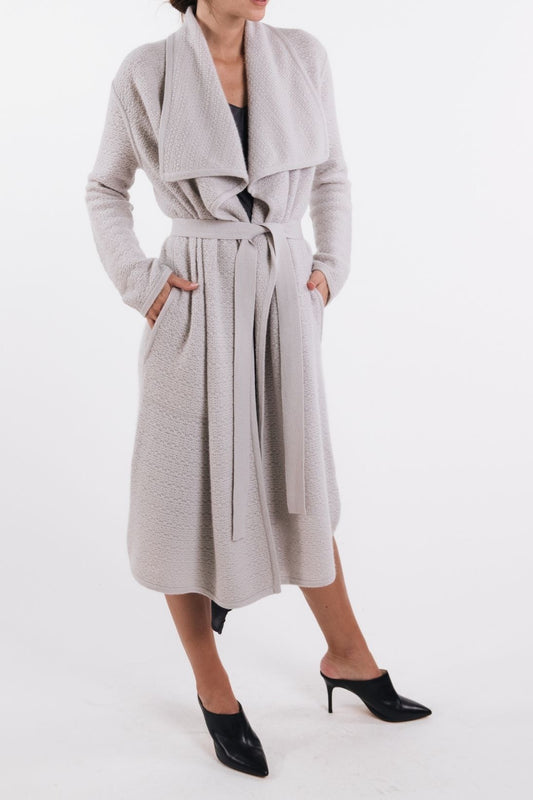 TEXTURED DRAPE FRONT CARDIGAN