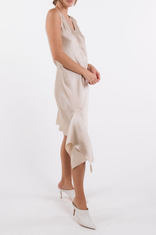 ASYMMETRIC SILK BIAS DRESS