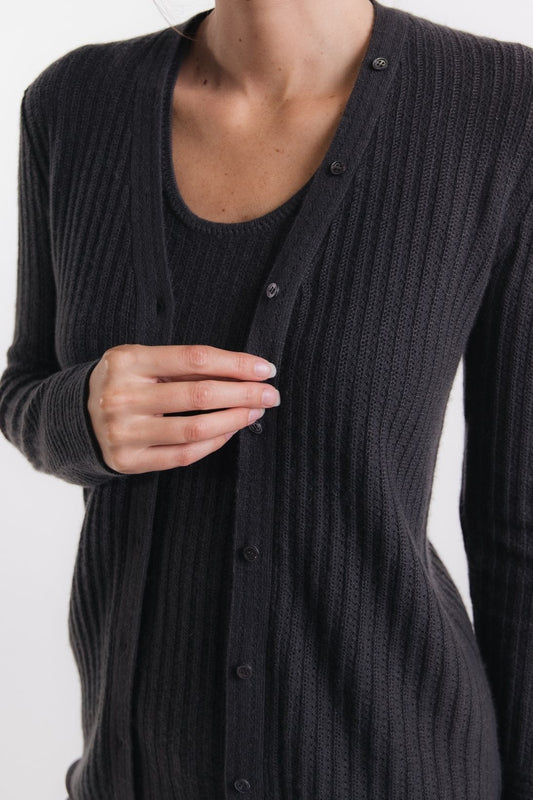 CASHMERE PIQUE STITCH CARDIGAN