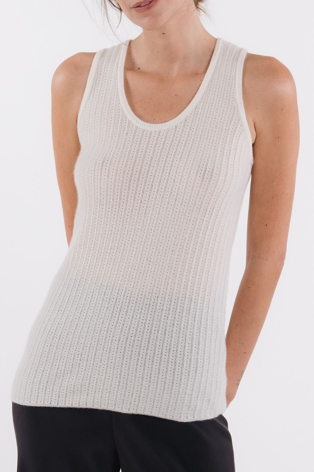 CASHMERE PIQUE STITCH TANK