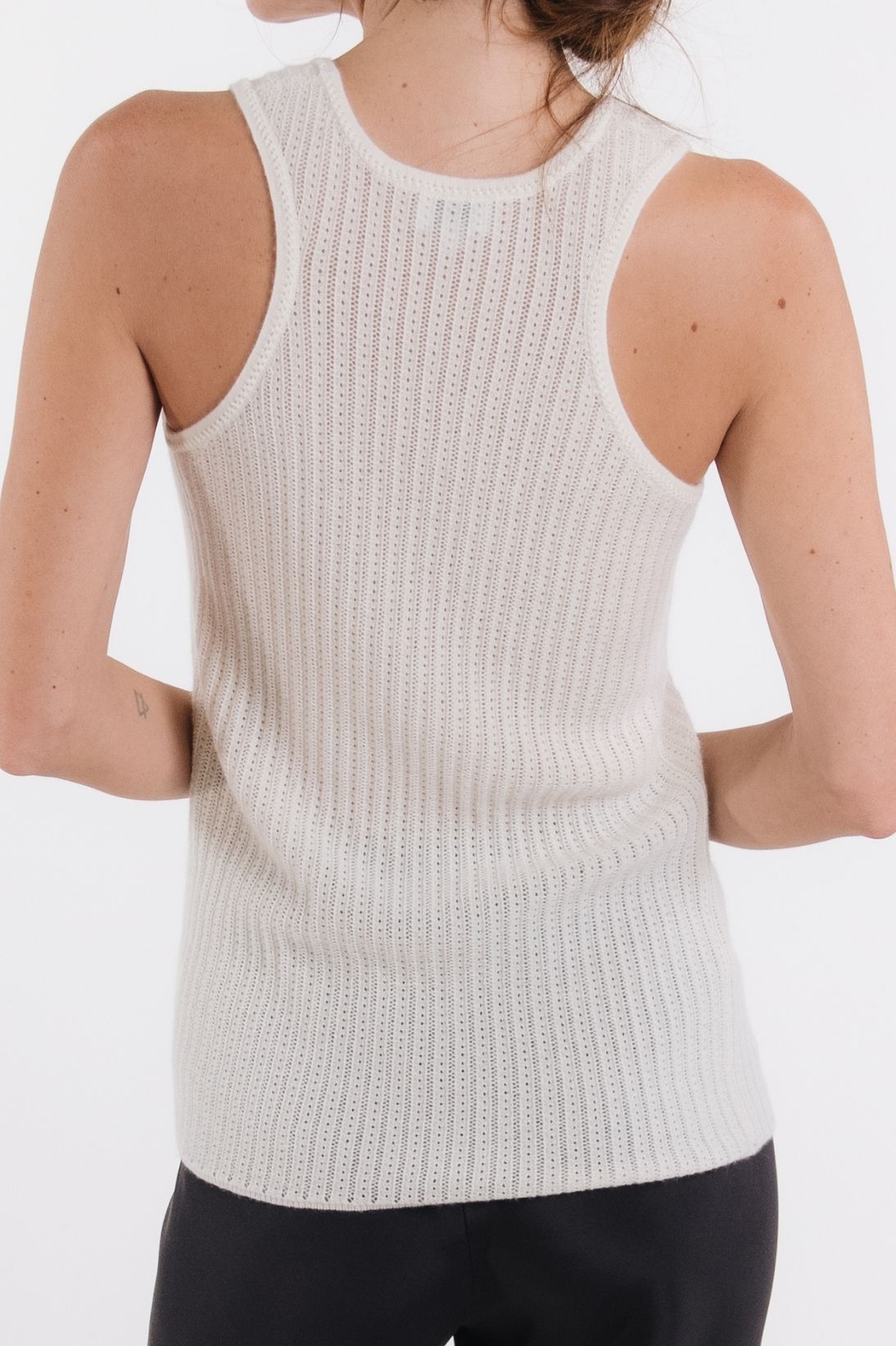 CASHMERE PIQUE STITCH TANK