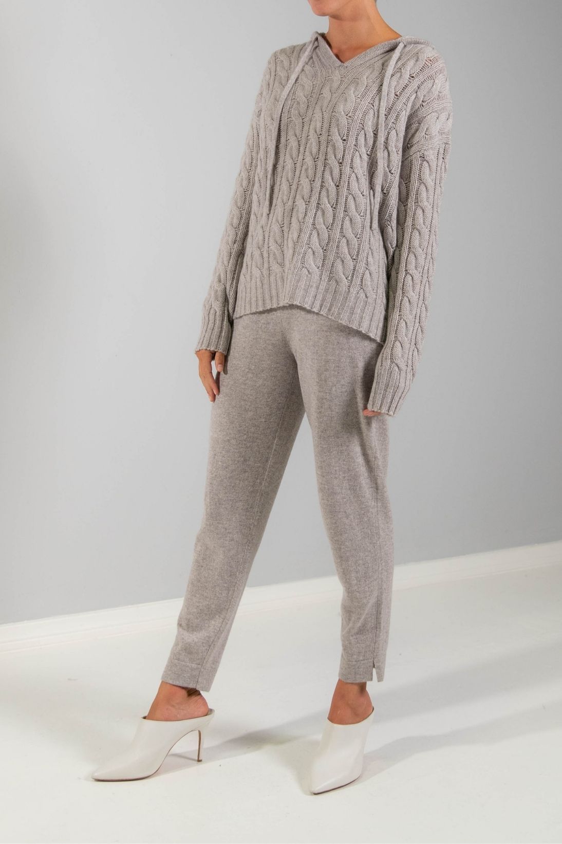 RECYCLED CASHMERE SIDE SLIT PANTS
