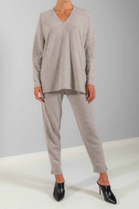 RECYCLED CASHMERE TEXTURED SLEEVE DOLMAN SWEATER