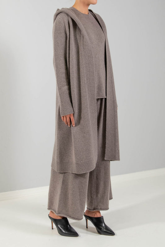 RECYCLED CASHMERE HOODED DUSTER CARDIGAN