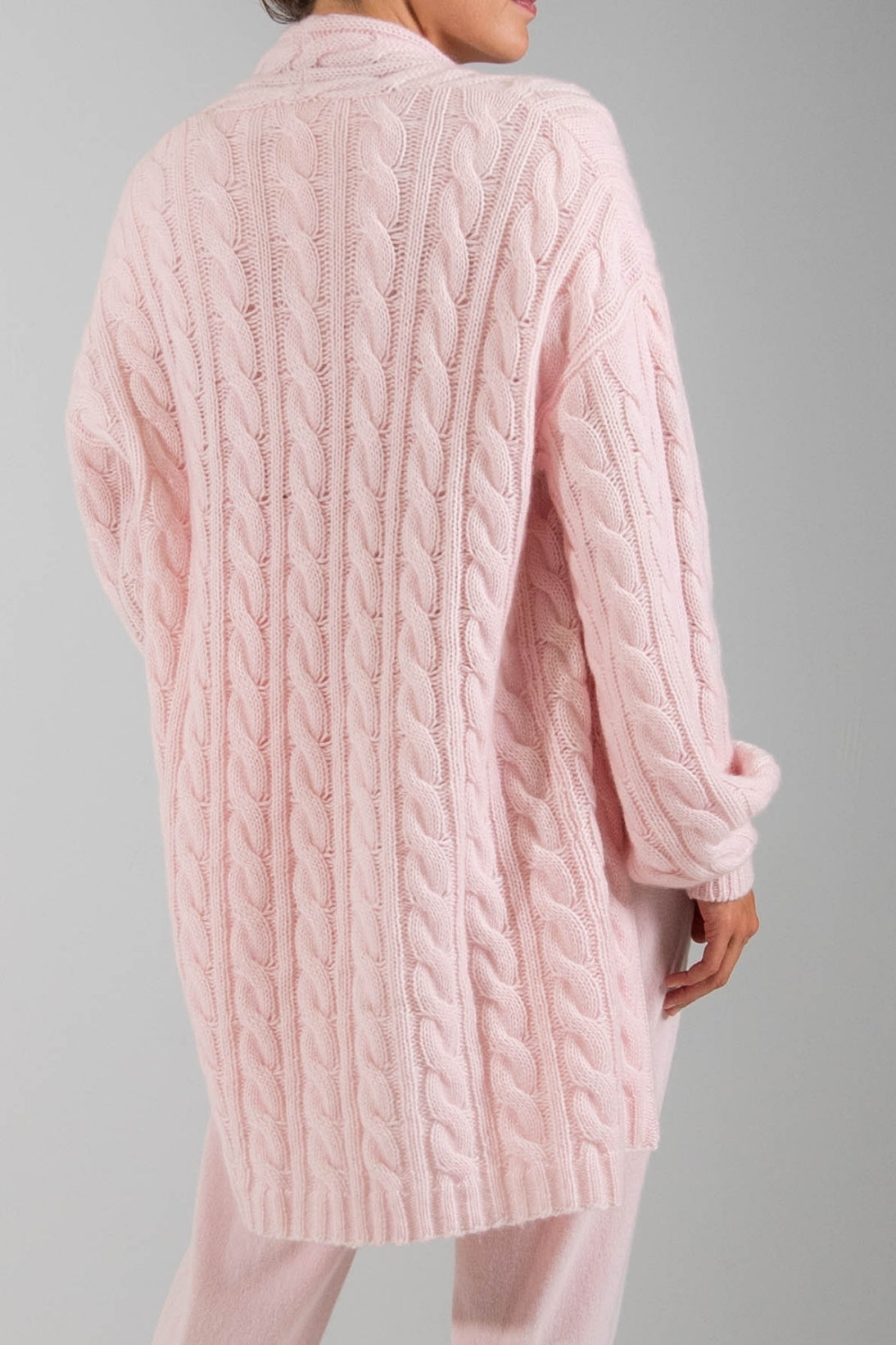 RECYCLED CASHMERE CABLE OPEN CARDIGAN