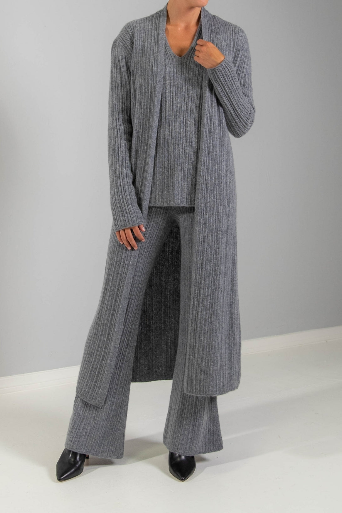 RECYCLED CASHMERE RIBBED DUSTER