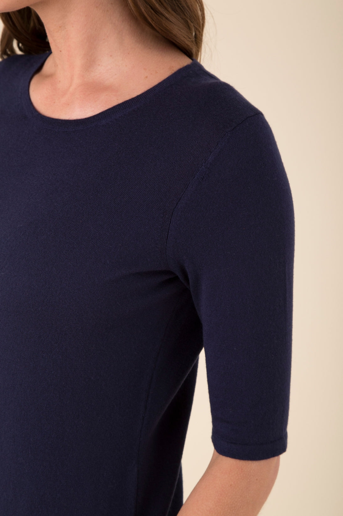 CASHMERE ELBOW SLEEVE CREWNECK