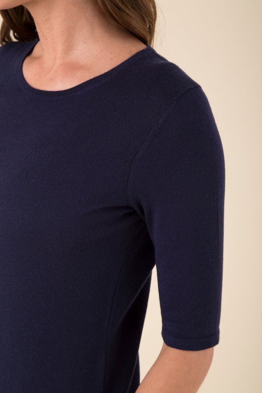 CASHMERE ELBOW SLEEVE CREWNECK
