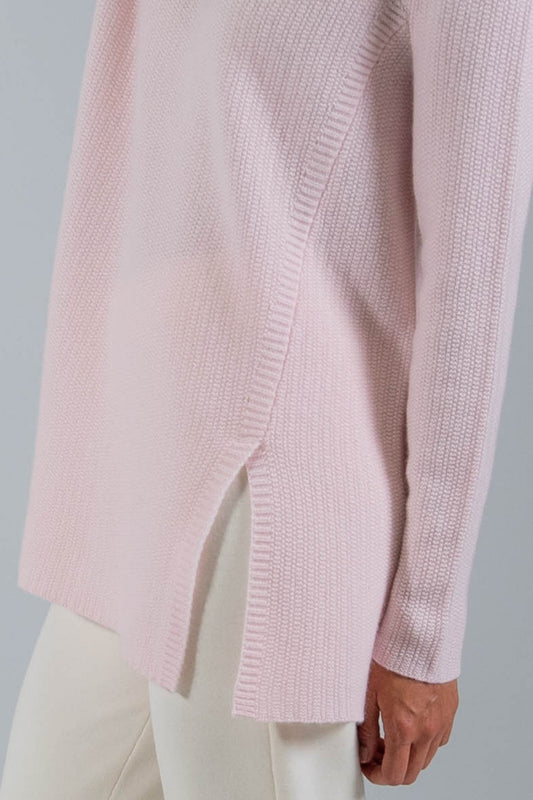 V-NECK RIB TUNIC WITH SLIT