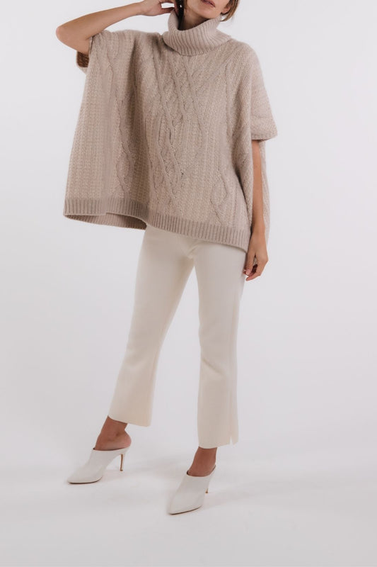 CABLE TURTLENECK PONCHO