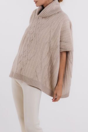 CABLE TURTLENECK PONCHO