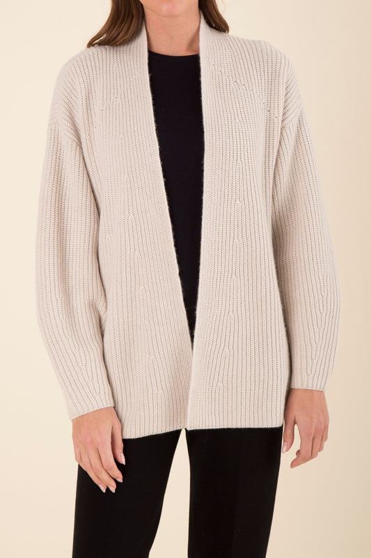 CASHMERE RIB BELTED CARDIGAN