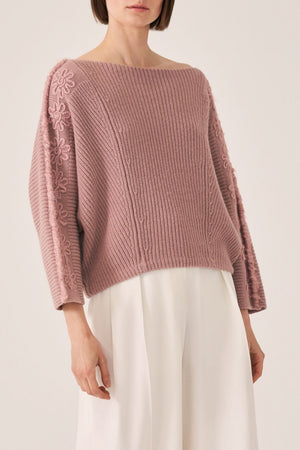 CASHMERE SWEATER WITH EMBROIDERED SLEEVE