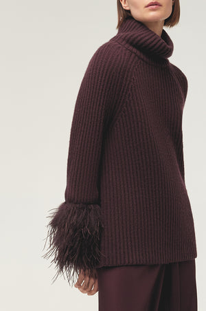RIBBED TURTLENECK WITH DETACHABLE CUFFS